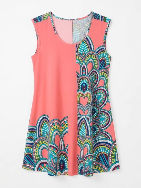 Hot & Delicious Dresses & Skirts - Hot & Delicious Coral Sheer Dress with Pattern